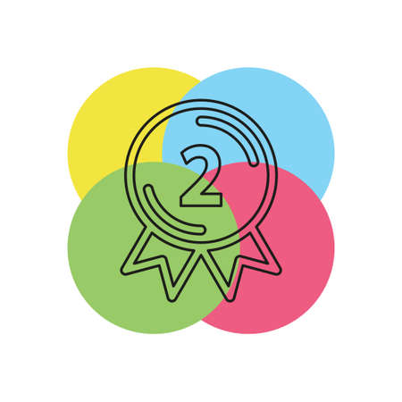 award winner - Second place prize, vector competition badge. Thin line pictogram - outline strokeのイラスト素材