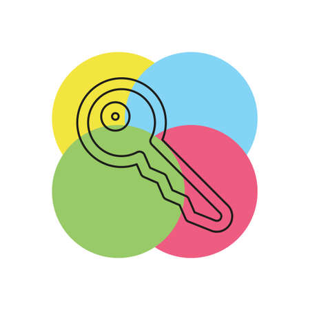 Key icon - vector key symbol. protection and security sign - vector safe lock symbol. Thin line pictogram - outline strokeのイラスト素材