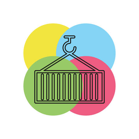 container logistic - shipping container, vector logistics - transportation shipment illustration. Thin line pictogram - outline strokeのイラスト素材