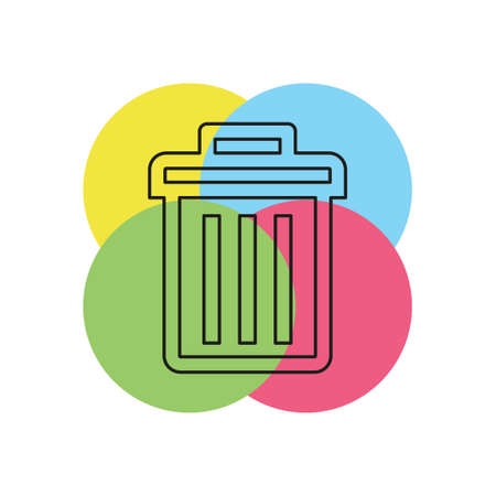 trashcan icon, vector trash bin - basket illustration - garbage basket symbol, recycle bin illustration, trash can sign. Thin line pictogram - outline strokeのイラスト素材