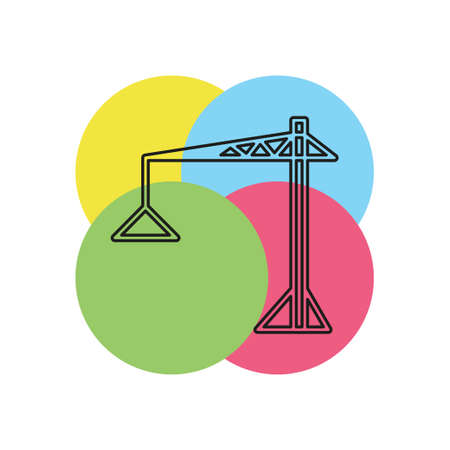crane icon - vector construction crane, building construction symbol. Thin line pictogram - outline strokeのイラスト素材