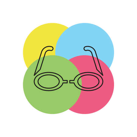 3d glasses icon - vector movie cinema illustration, eye glasses - illusion sign, vision. Thin line pictogram - outline strokeのイラスト素材