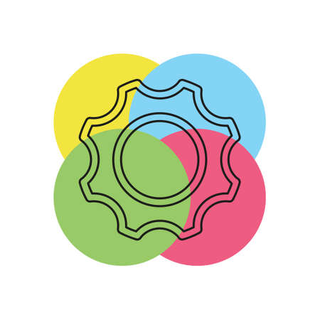vector gear - cog icon - settings symbol, industrial element isolated. Thin line pictogram - outline strokeのイラスト素材