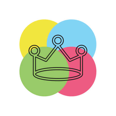 vector Crown king illustration, royal queen illustration isolated. Thin line pictogram - outline strokeのイラスト素材