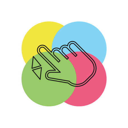 Double tap finger - pointer icon - vector cursor symbol, touch symbol - mouse sign scroll. Thin line pictogram - outline strokeのイラスト素材