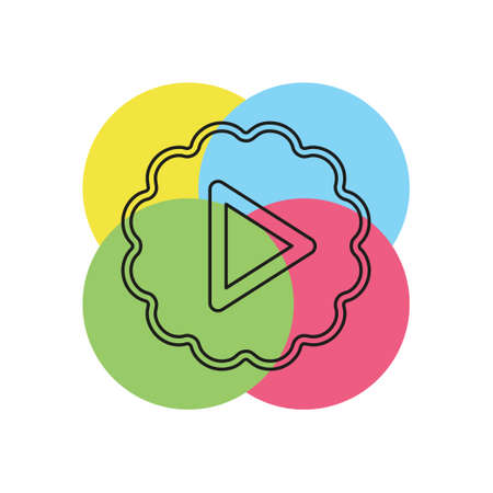 vector play button icon - media symbol - start music or play video. Thin line pictogram - outline strokeのイラスト素材