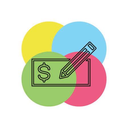 Edit Card - credit card or bank cheque or cheque voucher - a bank icon. Thin line pictogram - outline strokeのイラスト素材