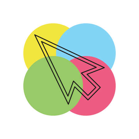 vector mouse cursor symbol - arrow click pointer illustration isolated, web communication icon. Thin line pictogram - outline strokeのイラスト素材
