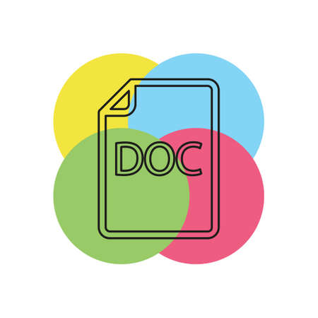 download DOC document icon - vector file format symbol. Thin line pictogram - outline strokeのイラスト素材