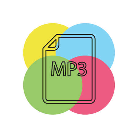 download MP3 document icon - vector file format symbol. Thin line pictogram - outline strokeのイラスト素材