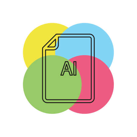 download AI document icon - vector file format symbol. Thin line pictogram - outline strokeのイラスト素材