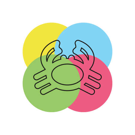 sea food - vector seafood, crab. Thin line pictogram - outline strokeのイラスト素材