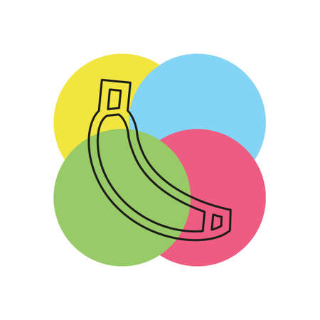 vector banana icon, fruit illustration, healthy diet, fresh tropical banana. Thin line pictogram - outline strokeのイラスト素材