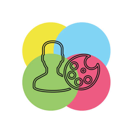 male artist icon, artistic designer isolated - color art icon. Thin line pictogram - outline strokeのイラスト素材