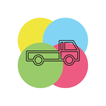free shipping icon, delivery truck illustration isolated, delivery service sign - free delivery icon. Thin line pictogram - outline strokeのイラスト素材