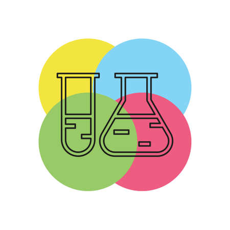 laboratory tubes icon - chemistry and science symbol - medical equipment - scientific education. Thin line pictogram - outline strokeのイラスト素材