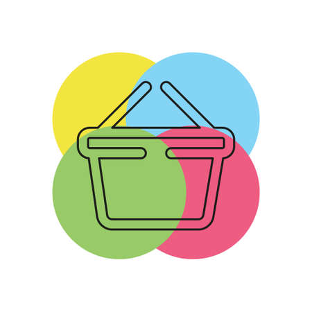 shopping basket icon - commercial shop button - retail icon. Thin line pictogram - outline strokeのイラスト素材