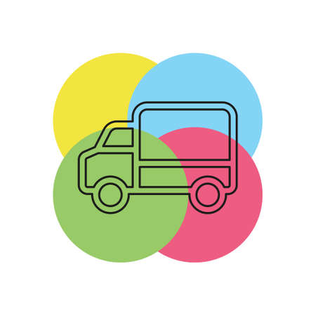 delivery truck icon - shipping symbol - free delivery sign. Thin line pictogram - outline strokeのイラスト素材