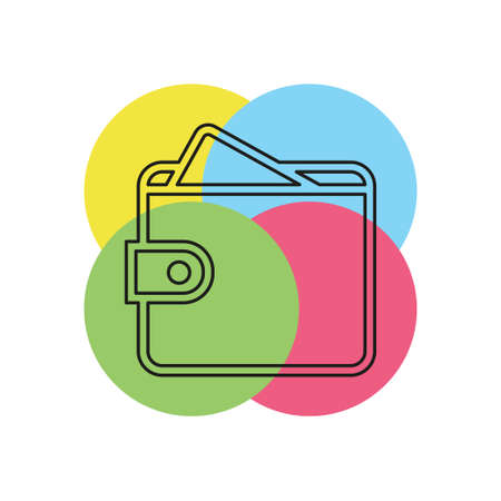 vector money wallet icon, purse. Thin line pictogram - outline strokeのイラスト素材