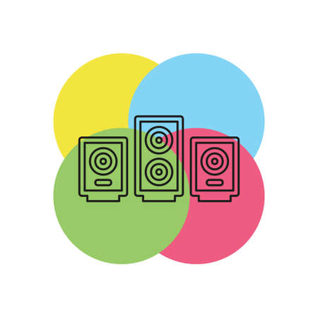vector sound system speakers - music icon. Thin line pictogram - outline strokeのイラスト素材