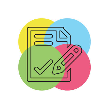 vector sign contract illustration, business agreement signature - office icon. Thin line pictogram - outline strokeのイラスト素材