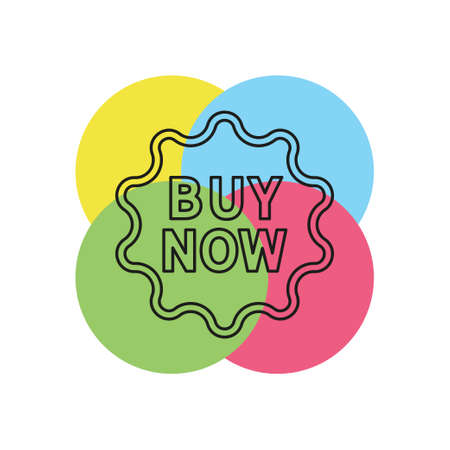 vector buy now sign icon - shop label symbol. offer. Thin line pictogram - outline strokeのイラスト素材