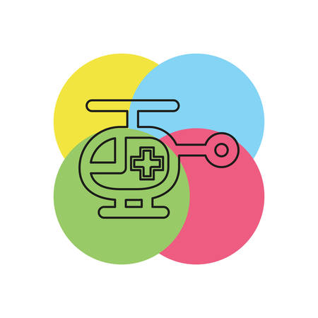 vector medical helicopter illustration, transport emergency - help icon. Thin line pictogram - outline strokeのイラスト素材