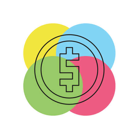 dollar coin icon. vector money - investment symbol. Thin line pictogram - outline strokeのイラスト素材
