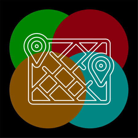 Simple Map. Thin line pictogram - outline editable strokeのイラスト素材