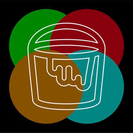 vector painting bucket illustration isolated, painting work, painting sign and symbol. Thin line pictogram - outline editable strokeのイラスト素材