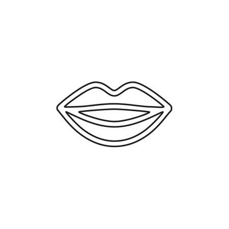 vector lips illustration - kiss icon, red lipstick - love icon. Thin line pictogram - outline editable strokeのイラスト素材