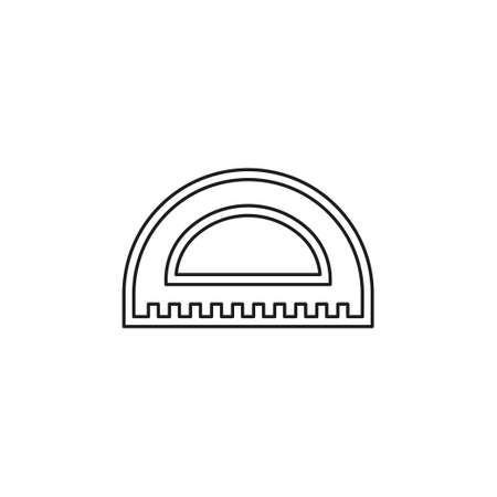 protractor ruler icon, school illustration - education icon, measurement scale tool vector. Thin line pictogram - outline editable strokeのイラスト素材