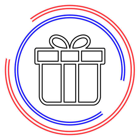 Vector Gift box illustration isolated - holiday present graphic symbol - giftbox icon. Thin line pictogram - outline editable strokeのイラスト素材