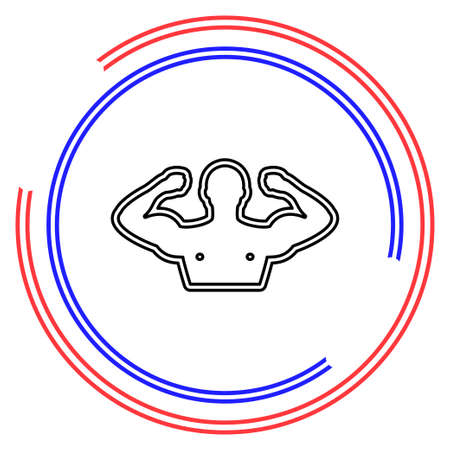 Sportsman silhouette character. Sport Fitness club creative concept. Power strength man icon. Thin line pictogram - outline editable strokeのイラスト素材