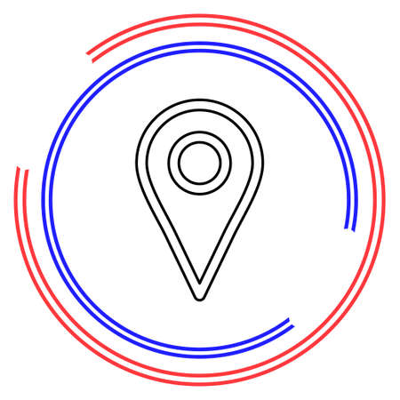 map pointer, map pin, map icon - arrow pin, compass location. Thin line pictogram - outline editable strokeのイラスト素材