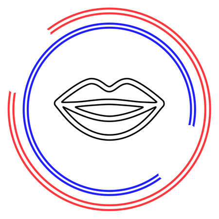 vector lips illustration - kiss icon, red lipstick - love icon. Thin line pictogram - outline editable strokeのイラスト素材