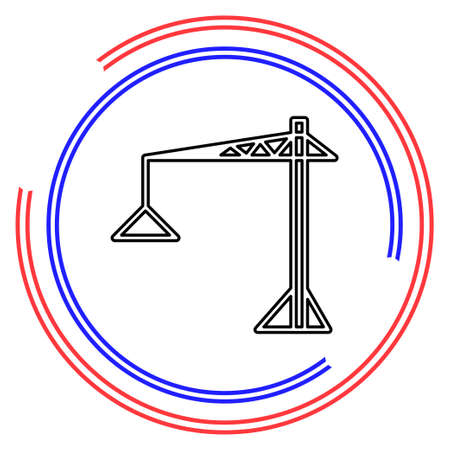crane icon - vector construction crane, building construction symbol. Thin line pictogram - outline editable strokeのイラスト素材