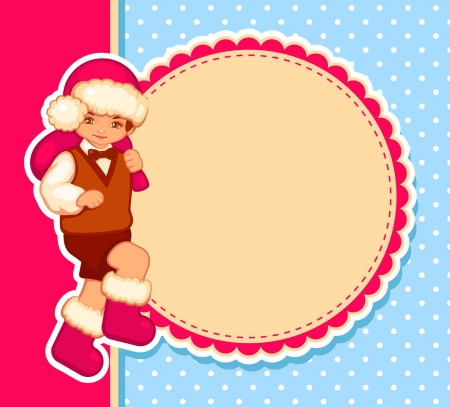 vector card with santa-boy のイラスト素材