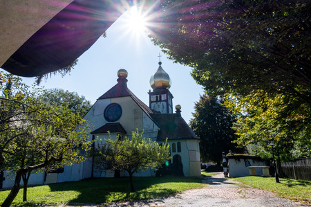 Baernbach, Austria - 23.09.2017: The St. Barbara church viewed from the back sideのeditorial素材