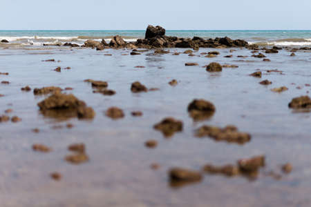 Beautiful Summer  landscape over yellow sandy beachの写真素材