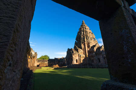 Sand stone castle Phanomrung Historical Park castle,Thailand.のeditorial素材