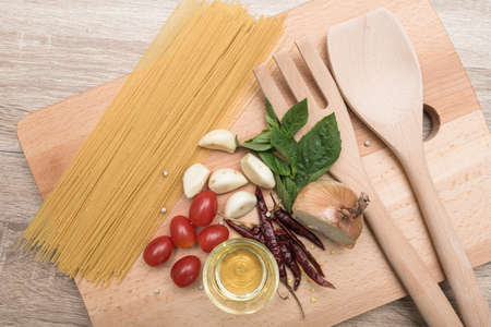 Ingredients for spaghetti bologneseの写真素材