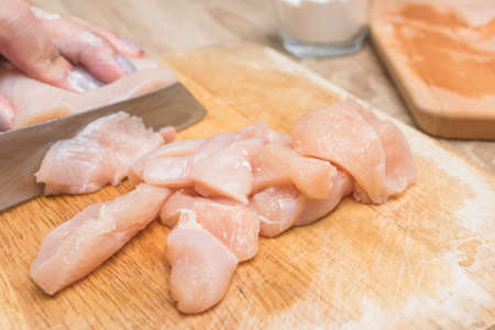 Raw chicken breast filletsの写真素材