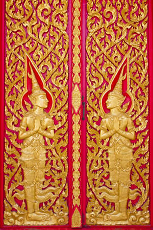 the detail of the door in the Buddhist temple that city Phitsanulok temple , Thailand , の写真素材