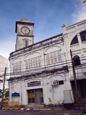 old clock tower city building is Puket , be the building that establish to is police ancient station , Puket city , Thailand , (this picture is public place picture that nobody is owner of , )の写真素材