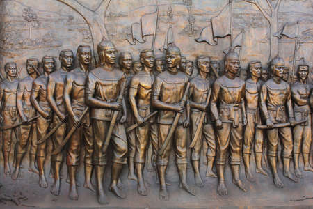  the sculpture filters soldier Thai time bow troops cuts ,( , molded this figure establishes in gold border tours Thailand , be of nobody public is owner of ) の写真素材
