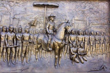 His Narasual the Great emperor city Phitsanulok ,Thailand ( , molded this figure establishes in gold border tours Thailand , be of nobody public is owner of )の写真素材