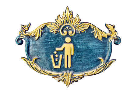 the sign abandons the garbage on white ground ,の写真素材