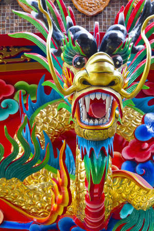 Chinese dragon on temple shrine of a dead person Chinese wall ,の写真素材