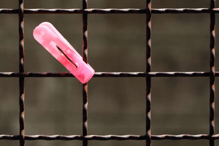 Clothespin to clamp it with steel mesh.